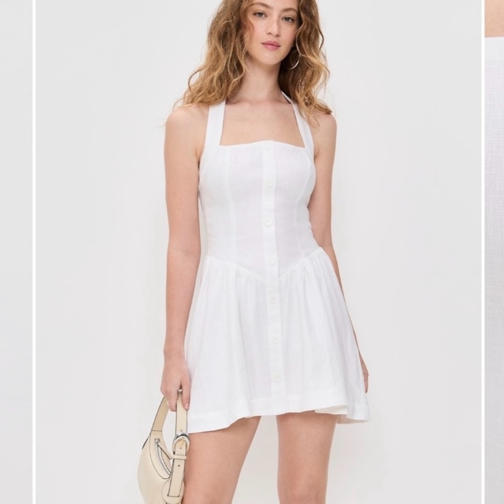 NWT White Reformation Linen Mini Dress size 8 reg $218 - Picture 1 of 12